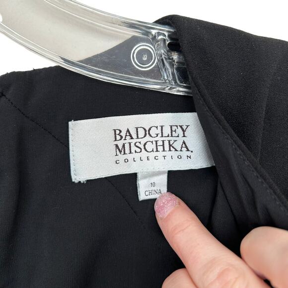 Badgley Mischka Collection Black Sheath Dress Sz 10 - Picture 4 of 9